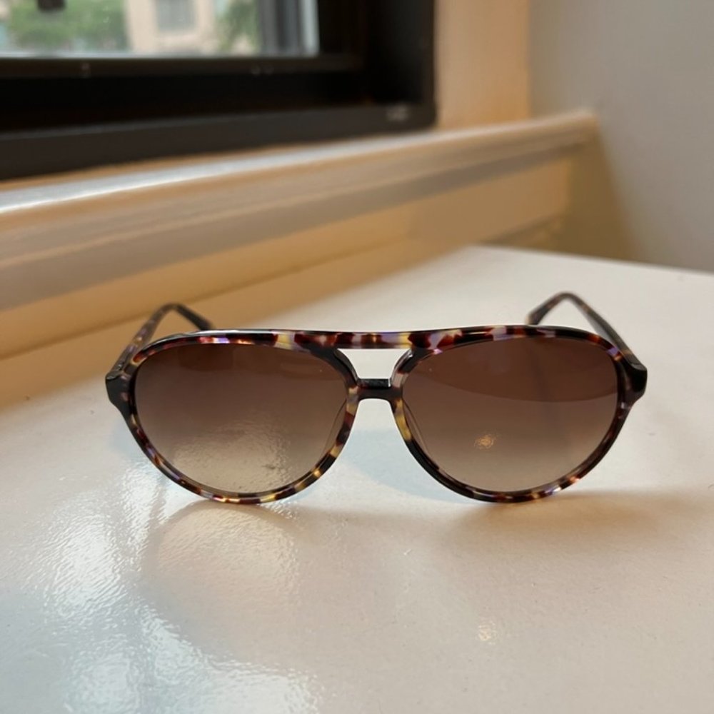 Colorful Tortoiseshell Aviator Sunglasses - Brown Lenses